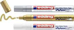 edding 750/3 S metallic lakmarker set - assorti 3 stuks: wit, goud, zilver - 2-4mm