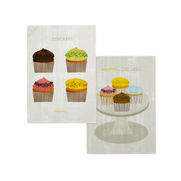 Happy Friday Tea towel (2 pc) Cupcakes 70x50 cm Multicolor
