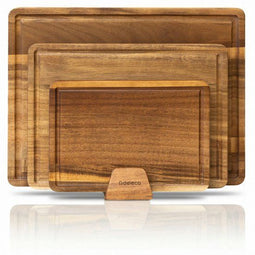 Deleca 3-delige Snijplankenset Sevilla - Acacia Snijplanken met Houder - 40x30 33x24 26x18 cm (3-delige)