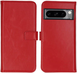 Selencia Google Pixel 8 Pro - Echt Lederen Bookcase - 3 Pashouders - Rood