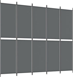 vidaXL - Kamerscherm - met - 5 - panelen - 250x220 - cm - stof - antracietkleurig