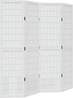 vidaXL - Kamerscherm - met - 4 - panelen - massief - paulowniahout - wit