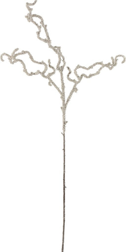 J-Line decoratie tak Kronkel Glitter - kunststof - wit - 12 stuks