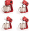 CREATE DOWNMIX RETRO - Keukenmachines -Planetaire Rotatiemixer - Foodprocessor - 6 Snelheid - Roestvrij Staal - 5L - Accessoires - Rood