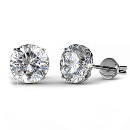 Yolora Dames Oorbellen - Ronde Kalpa Camaka Kristallen - 18K Wit Verguld - Zilverkleurig (1 paar)