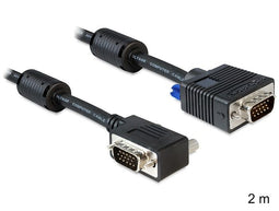 Delock SVGA - VGA monitor kabel 90° haaks - 2 m - Zwart