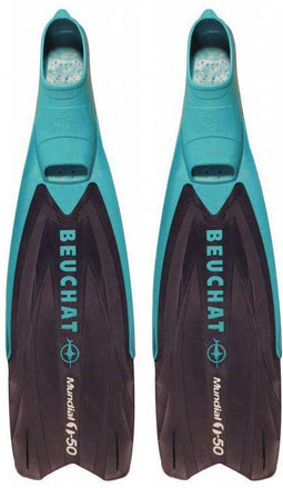 Beuchat Mundial One 50 - Speervissen Vinnen - Fishtail-vorm - Blauw (1 paar)