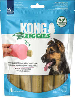 Kong Ziggies Enhanced - M/L - Kauwsticks - Ondersteuning Gebit - 227 gr - Omega 3 - Puppy - Tandverzorging