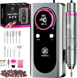Beeperfect® Elektrische Nagelvijl Pocket Edition - Nagelfrees - Draadloos 40.000RPM - 11 bitjes 60 schuurrolletjes