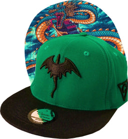 Capiche® Snapback Pet Heren – Chinese Draak – Groen & Zwart – Verstelbaar met Druksluiting – Sportcap – Baseball Cap – Mannen Cap – Draken Pet