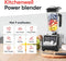 Kitchenwell Power Blender – 2000W – 2L – Smoothie Maker & IJscrusher – 9 Standen – RVS/Zwart