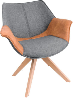 Feel Furniture - Bruce stoel - Grijs & Cognac