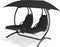 Feel Furniture - Dubbele hangende schommel ligstoel met parasol - Donkergrijs