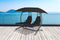 Feel Furniture - Dubbele hangende schommel ligstoel met parasol - Donkergrijs