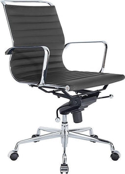 Feel Furniture - Lage design bureaustoel - Echt leer - Donkergrijs