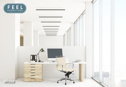 Feel Furniture - Luxe design bureaustoel van 100% rundleer - Lage rugleuning - Wit