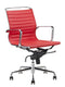 Feel Furniture - Luxe design bureaustoel van 100% rundleer - Lage rugleuning - Rood