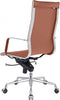 Feel Furniture - Luxe Executive bureaustoel van 100% rundleer - Hoge rugleuning – Licht bruin