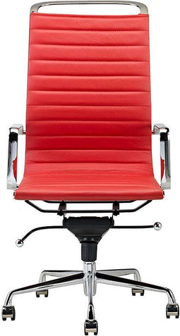 Feel Home - Hoge design bureaustoel - Echt leer - Rood