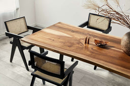 Feel Home - Houten eetkamer stoel - Rattan - Zwart