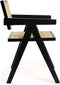 Feel Home - Houten eetkamer stoel - Rattan - Zwart