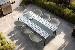 Feel Home - Luxe eettafel voor buiten - 200x90 cm - Met 6 kuipstoelen - MOSS Grey
