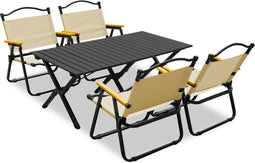 Feel Home - Luxe Glamping set - Picknick set - 4 stoelen en tafel - Inklapbaar - Met draagtas