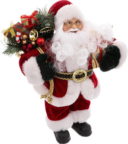 Fééric Lights and Christmas Fluwelen staande kerstman - H30cm - Kerstdecoratie - Rood