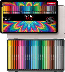 STABILO Pen 68 - Premium Viltstift - 30 Kleuren in Metalen Etui