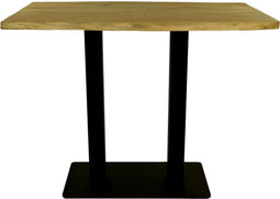 HSM Collection - Bartafel dubbel pilaar - 140x80x110 - Naturel/zwart - Acacia/metaal