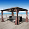 vidaXL - Prieel - met - gordijn - 300x300 - cm - aluminium - antraciet
