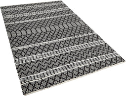 FEHIMLI - Vloerkleed - Zwart - 140 x 200 cm - Leer