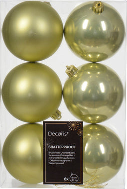 Kerstbal kunststof d8 cm pstch 6st kerst