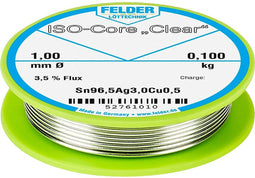 Felder ISO-Core Clear SAC305 Soldeertin Spoel Sn96,5Ag3Cu0,5 0.100 kg 1 mm