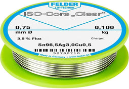 Felder ISO-Core Clear SAC305 Soldeertin Spoel Sn96,5Ag3Cu0,5 0.100 kg 0.75 mm