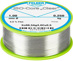 Felder ISO-Core Clear SAC305 Soldeertin Spoel Sn96,5Ag3Cu0,5 0.250 kg 1 mm