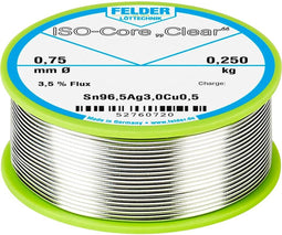 Felder ISO-Core Clear SAC305 Soldeertin Spoel Sn96,5Ag3Cu0,5 0.250 kg 0.75 mm