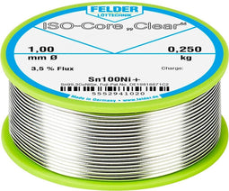 Felder ISO-Core Clear Sn100Ni+ Soldeertin, loodvrij Spoel Sn99,25Cu0,7Ni0,05 0.250 kg 1 mm