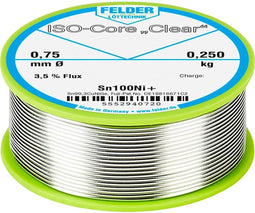 Felder ISO-Core Clear Sn100Ni+ Soldeertin Spoel Sn99,25Cu0,7Ni0,05 0.250 kg 0.75 mm