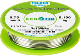 Felder ISO-Core Ultra-Clear Sn100Ni+ Soldeertin, loodvrij Spoel Sn99,25Cu0,7Ni0,05 0.100 kg 0.75 mm
