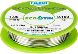 Felder ISO-Core Ultra-Clear Sn100Ni+ Soldeertin, loodvrij Spoel Sn99,25Cu0,7Ni0,05 0.100 kg 1 mm