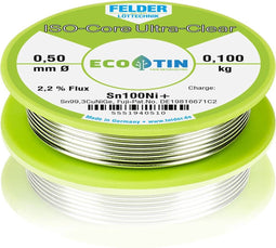 Felder Löttechnik ISO-Core Ultra-Clear Sn100Ni+ Soldeertin, loodvrij Spoel Sn99,25Cu0,7Ni0,05 0.100 kg 0.5 mm