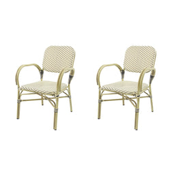 Felix Bistrostuhl Rattan – Bambus-Weiß/Schwarz - SÄTZE VON 2