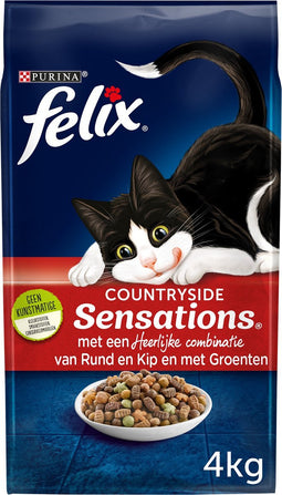 Felix Meaty Sensations - Kattenvoer Droogvoer - Rund, Kip & Groenten - 4 kg