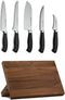 Felix Zepter Luxe Messenblok Set - 6-delig - RVS Lemmet - Platinum Heft - Inclusief Notenhouten Blok