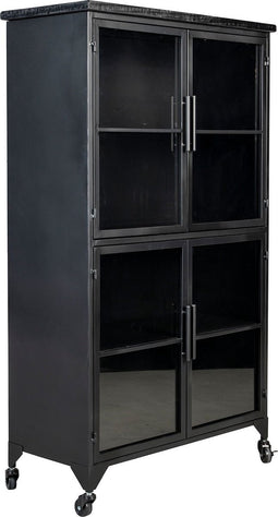 Feliz Lifestyle Ferre Kast op wieltjes Hoog Hout/ Metaal Zwart