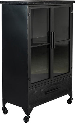 Feliz Lifestyle Ferre Kast op wieltjes Middel Hout/ Metaal Zwart