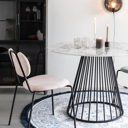 Feliz Lifestyle Floris Eettafel Marmerlook Rond 110 cm Zwart/ Wit