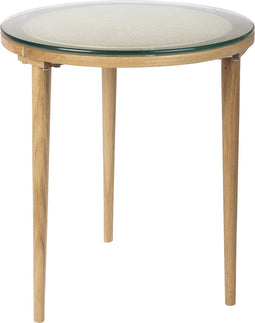 Feliz Lifestyle Haru Bijzettafel Rond Glas/ Hout 45x45 cm Naturel