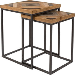 Feliz Lifestyle Joy Bijzettafel Hout Bruin/Zwart - Set van 2